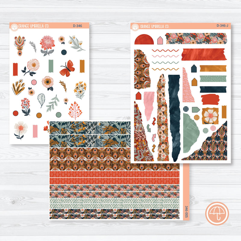 Autumn Florals | Kit Deco Journaling Planner Stickers | Mallory | D-346