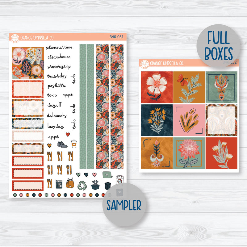 Autumn Floral Kit | Hobonichi Cousin Planner Kit Stickers | Mallory | 346-051