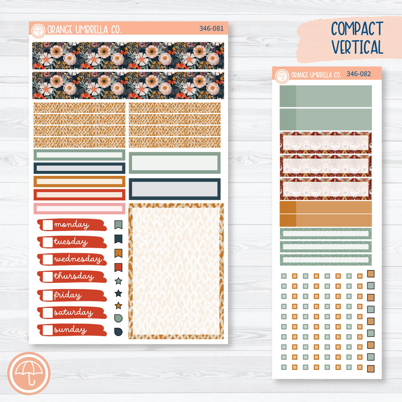 Autumn Floral Kit | A5 Compact Vertical Planner Kit Stickers for Erin Condren | Mallory | 346-081