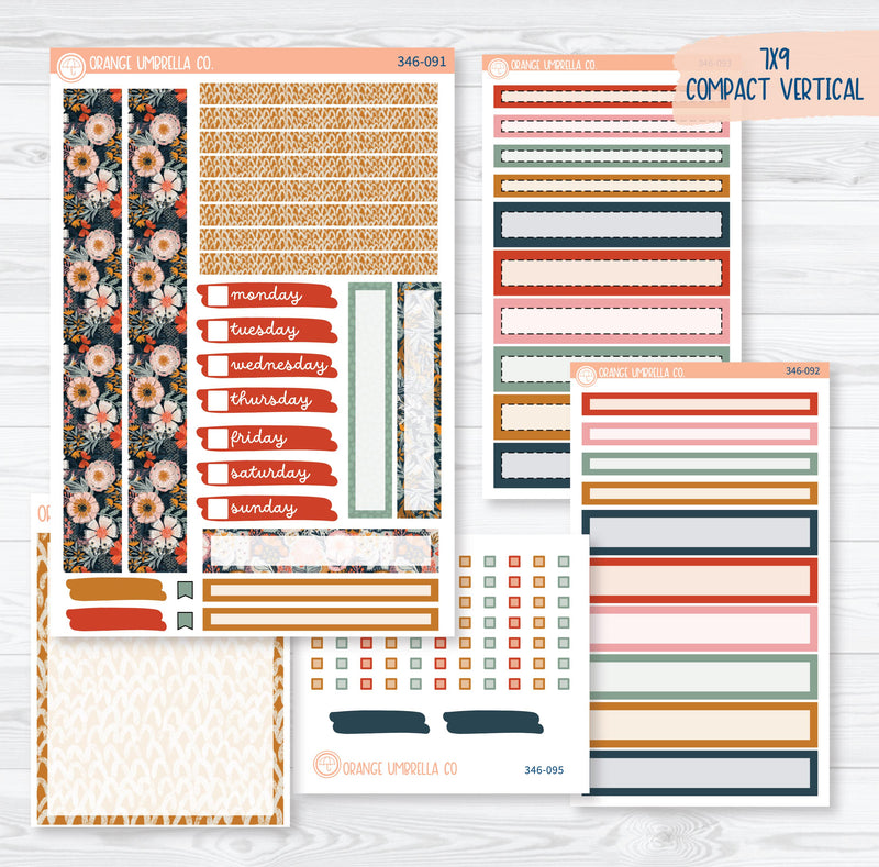 Autumn Floral Kit | 7x9 Compact Vertical Planner Kit Stickers | Mallory | 346-091