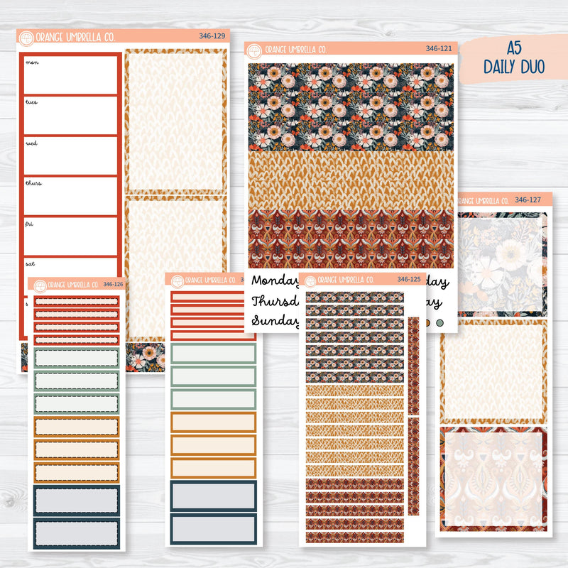 Autumn Floral Kit | A5 Daily Duo Planner Kit Stickers | Mallory | 346-121