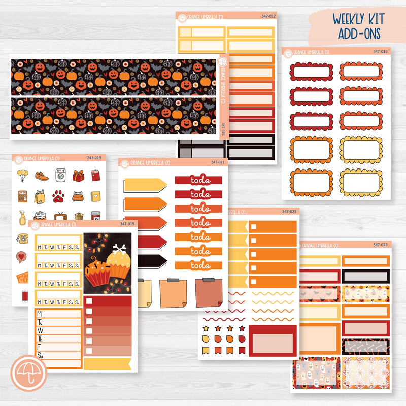 Pumpkin & Ghost Halloween Kit | Weekly Add-On Planner Kit Stickers | Eye of a Newt | 347-012