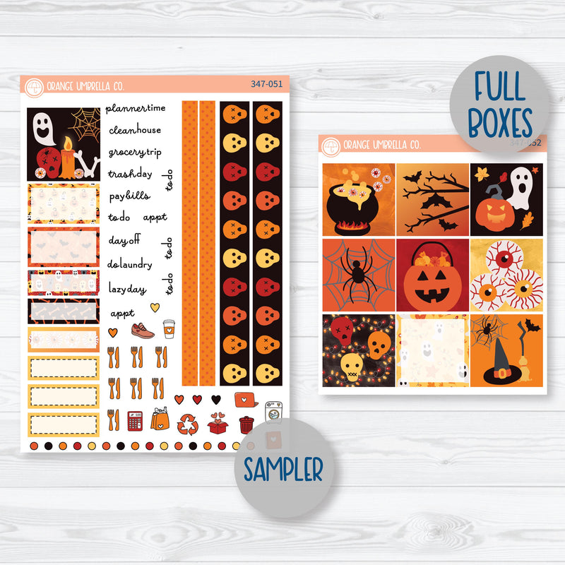 Pumpkin & Ghost Halloween Kit | Hobonichi Cousin Planner Kit Stickers | Eye of a Newt | 347-051