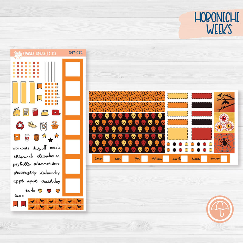 Pumpkin & Ghost Halloween Kit | Hobonichi Weeks Planner Kit Stickers | Eye of a Newt | 347-071