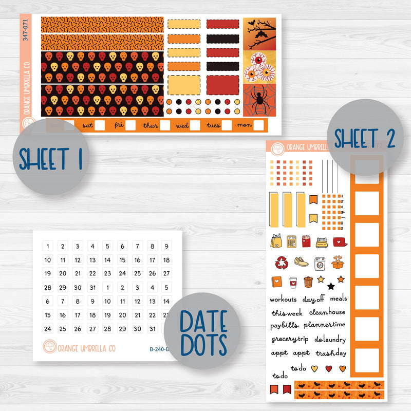 Pumpkin & Ghost Halloween Kit | Hobonichi Weeks Planner Kit Stickers | Eye of a Newt | 347-071