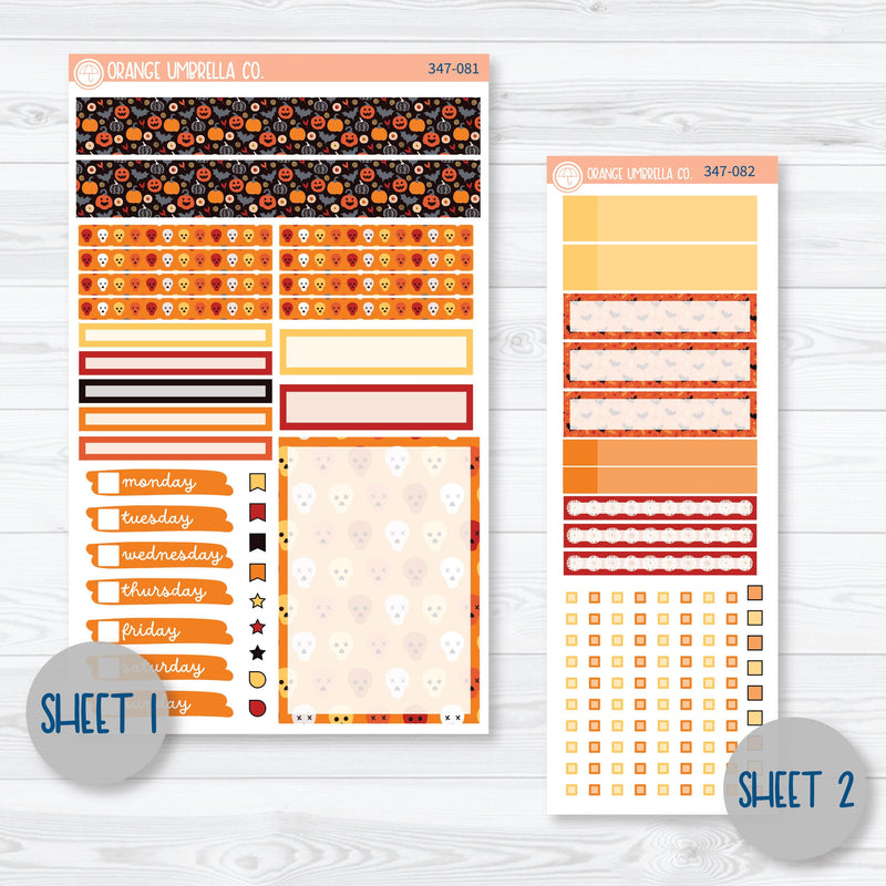 Pumpkin & Ghost Halloween Kit | A5 Compact Vertical Planner Kit Stickers for Erin Condren | Eye of a Newt | 347-081