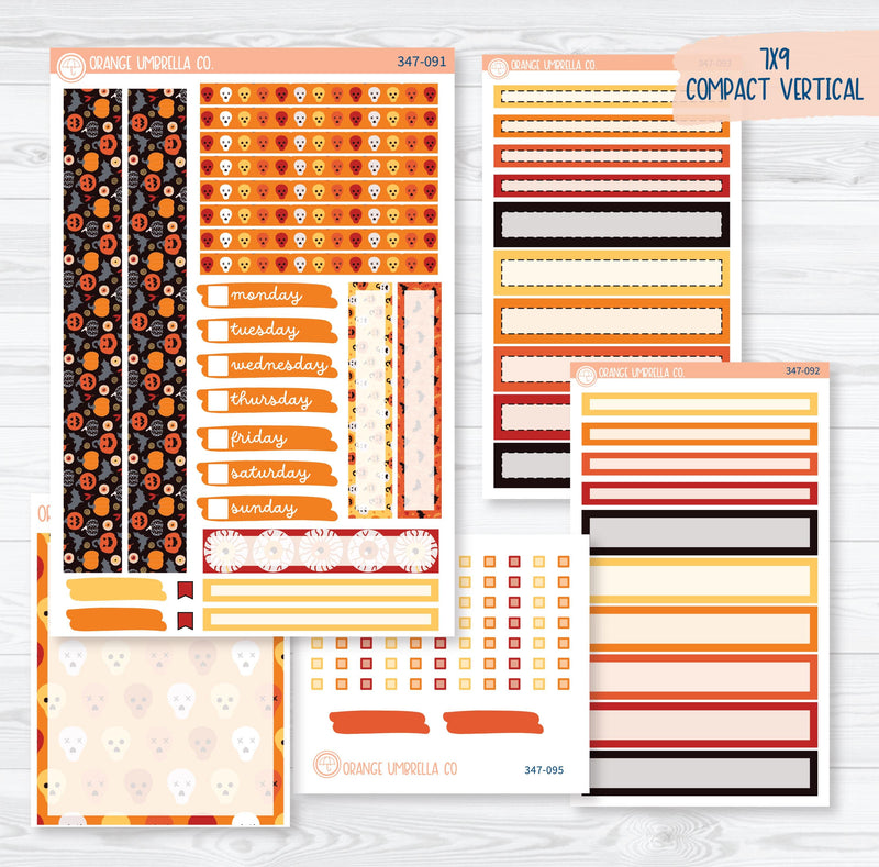 Pumpkin & Ghost Halloween Kit | 7x9 Compact Vertical Planner Kit Stickers | Eye of a Newt | 347-091