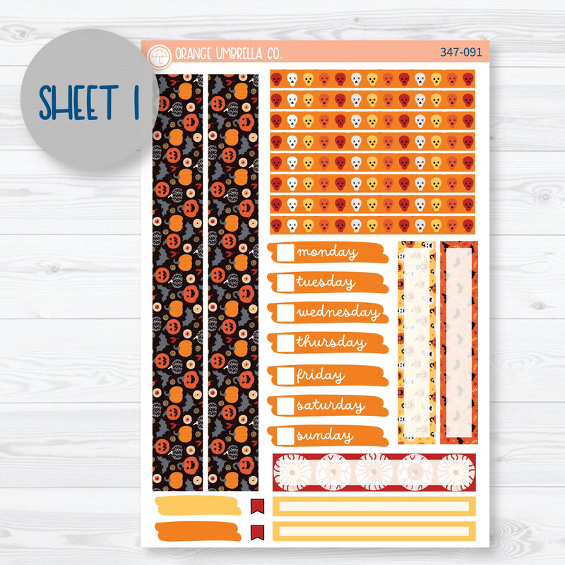 Pumpkin & Ghost Halloween Kit | 7x9 Compact Vertical Planner Kit Stickers | Eye of a Newt | 347-091