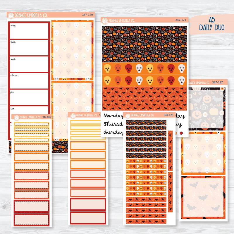 Pumpkin & Ghost Halloween Kit | A5 Daily Duo Planner Kit Stickers | Eye of a Newt | 347-121