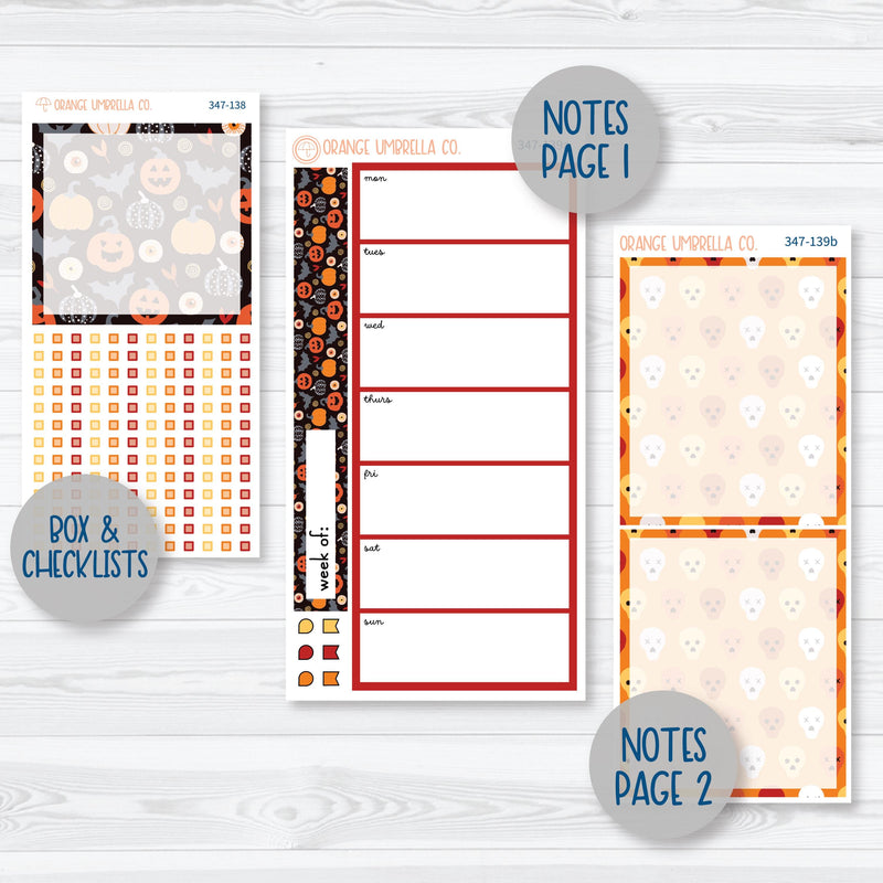 Pumpkin & Ghost Halloween Kit | 7x9 Daily Duo Planner Kit Stickers | Eye of a Newt | 347-131