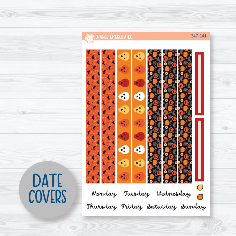 Pumpkin & Ghost Halloween Kit | A5 Plum Daily Planner Kit Stickers | Eye of a Newt | 347-141