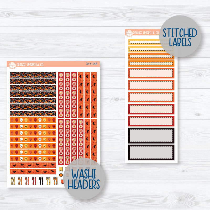 Pumpkin & Ghost Halloween Kit | A5 Plum Daily Planner Kit Stickers | Eye of a Newt | 347-141