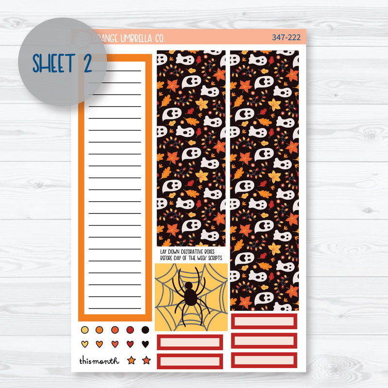 Pumpkin & Ghost Halloween Kit | 7x9 Plum Monthly Planner Kit Stickers | Eye of a Newt | 347-221