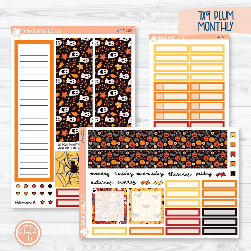 Pumpkin & Ghost Halloween Kit | 7x9 Plum Monthly Planner Kit Stickers | Eye of a Newt | 347-221