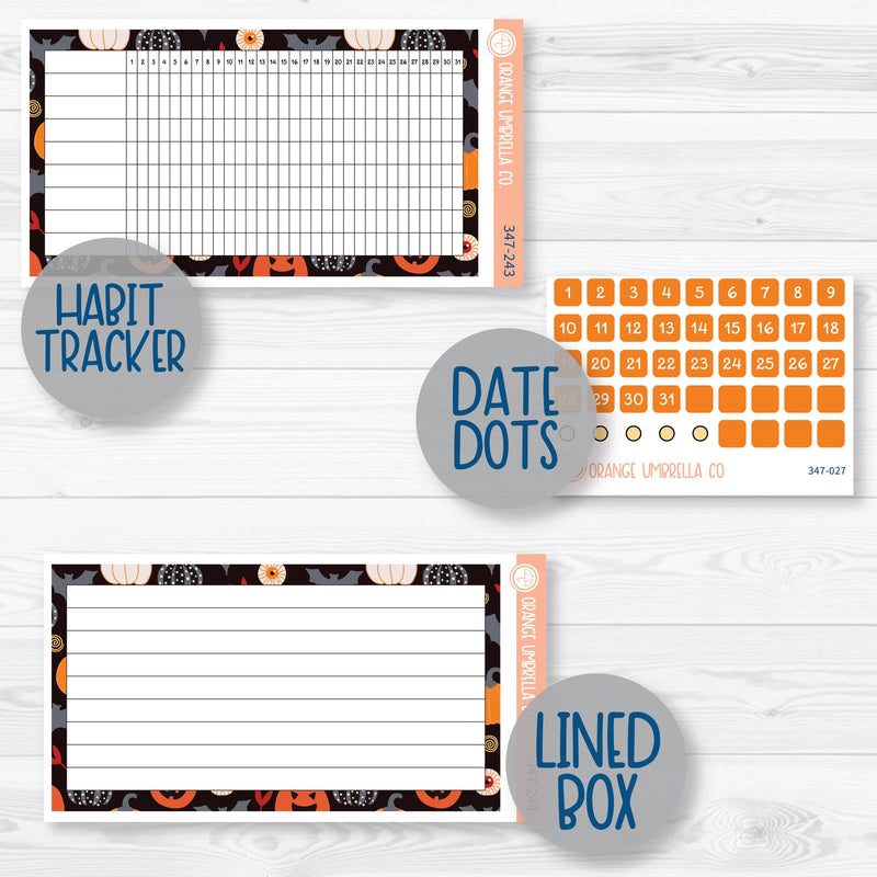 Pumpkin & Ghost Halloween Kit | A5 EC Monthly and Dashboard Planner Kit Stickers | Eye of a Newt | 347-241