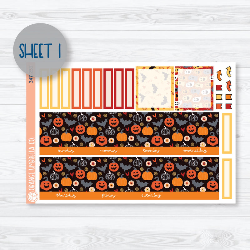 Pumpkin & Ghost Halloween Kit 7x9 ECLP Monthly and Dashboard Planner Kit Stickers | Eye of a Newt | 347-251