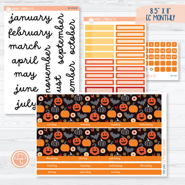 Pumpkin & Ghost Halloween Kit | 8.5 ECLP Monthly Planner Kit Stickers | Eye of a Newt | 347-261