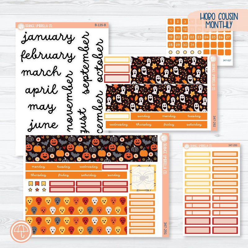 Pumpkin & Ghost Halloween Kit | Hobonichi Cousin Monthly Planner Kit Stickers | Eye of a Newt | 347-291