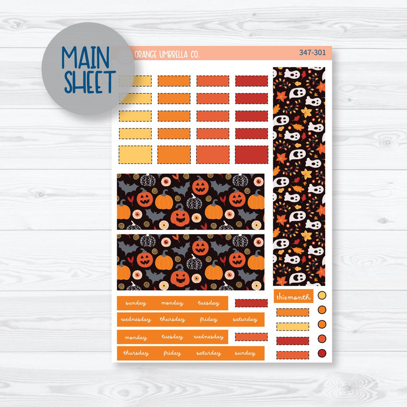 Pumpkin & Ghost Halloween Kit | Hobonichi Weeks Monthly Planner Kit Stickers | Eye of a Newt | 347-301