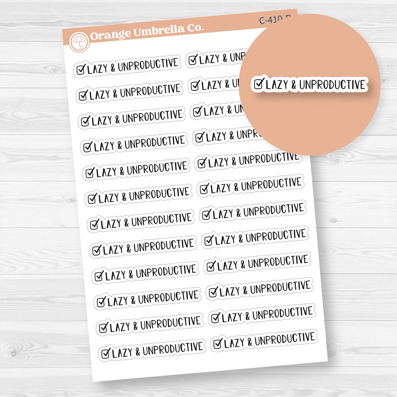 Lazy & Unproductive Checkmark; Spazz Quotes Planner Stickers | C-410-B