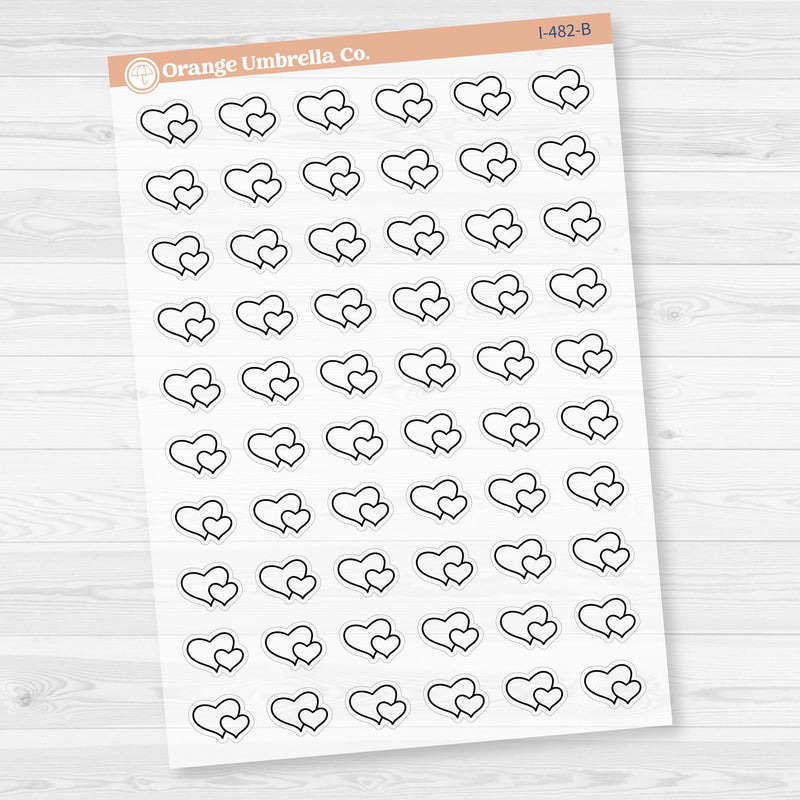 Hand Doodled Hearts Icon Planner Stickers | Clear Matte | I-482-CM