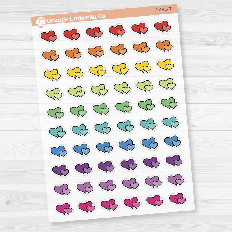 Hand Doodled Hearts Icon Planner Stickers | Clear Matte | I-482-CM