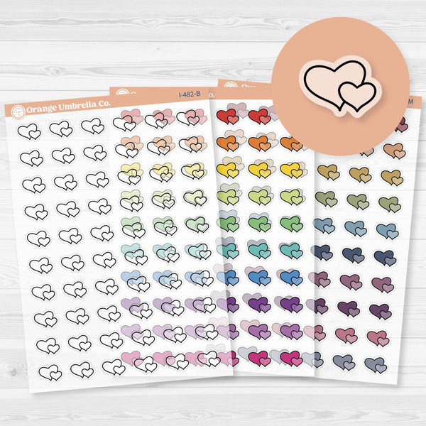 Hand Doodled Hearts Icon Planner Stickers | Clear Matte | I-482-CM