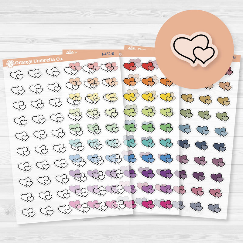 Hand Doodled Hearts Icon Planner Stickers | Clear Matte | I-482-CM