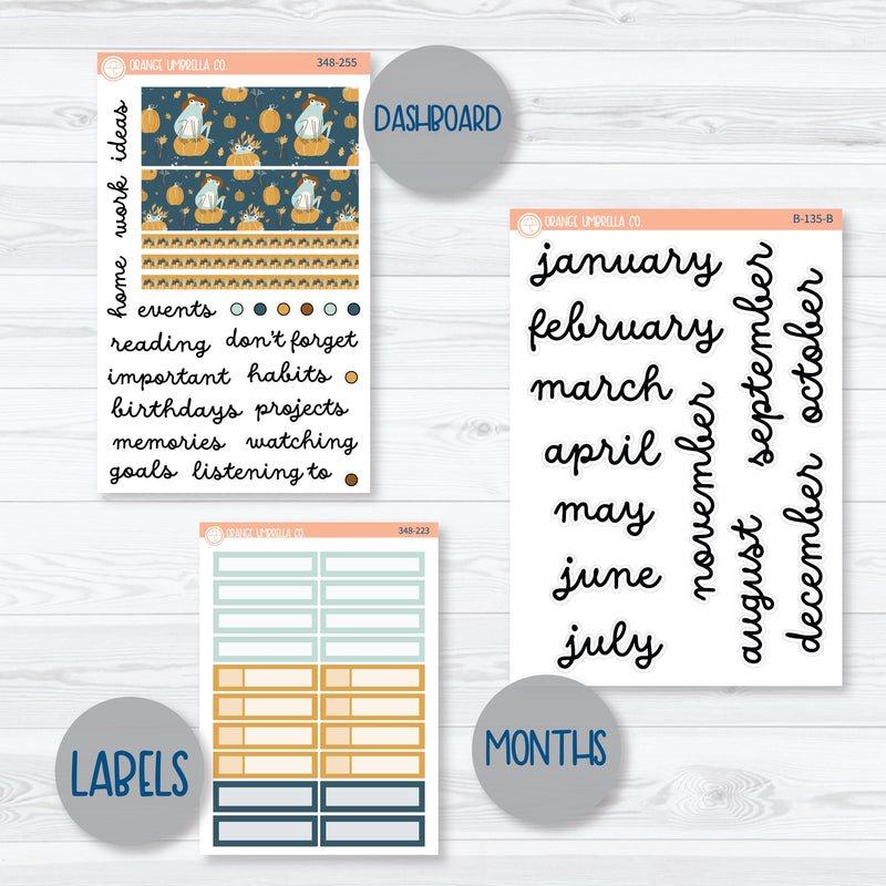 Fall Frogs | 7x9 ECLP Monthly & Dashboard Planner Kit Stickers | Toadally | 348-251