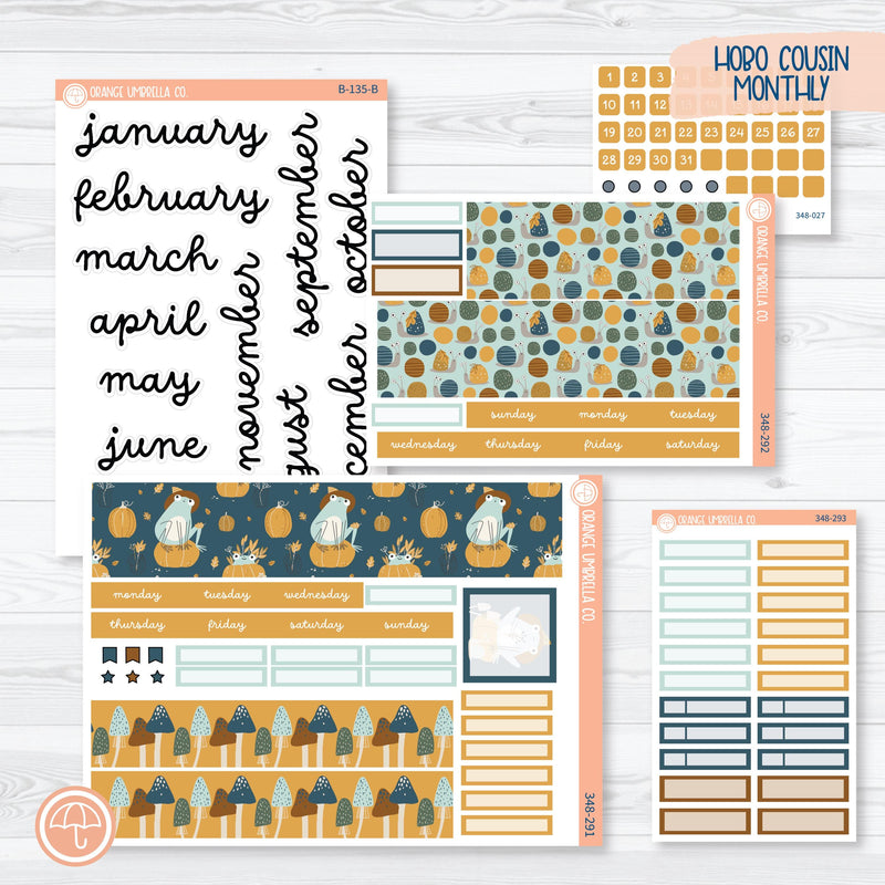 Fall Frogs Kit | Hobonichi Cousin Monthly Planner Kit Stickers | Toadally | 348-291