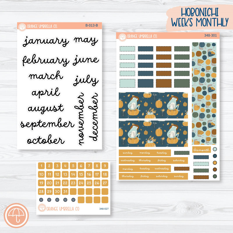 Fall Frogs Kit | Hobonichi Weeks Monthly Planner Kit Stickers | Toadally | 348-301