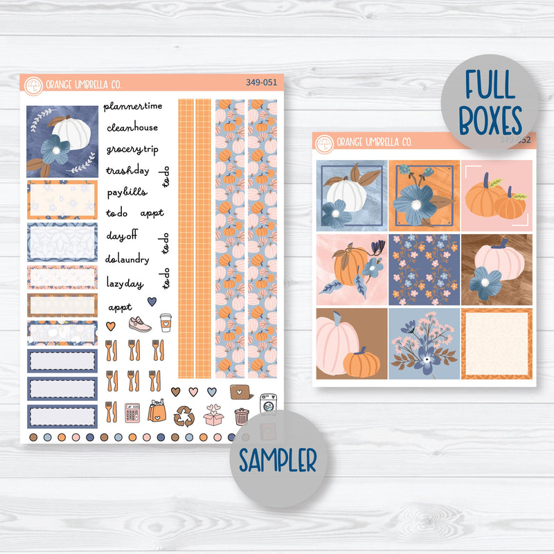 Romantic Autumn Pumpkin Kit | Hobonichi Cousin Planner Kit Stickers | Wonderfall | 349-051