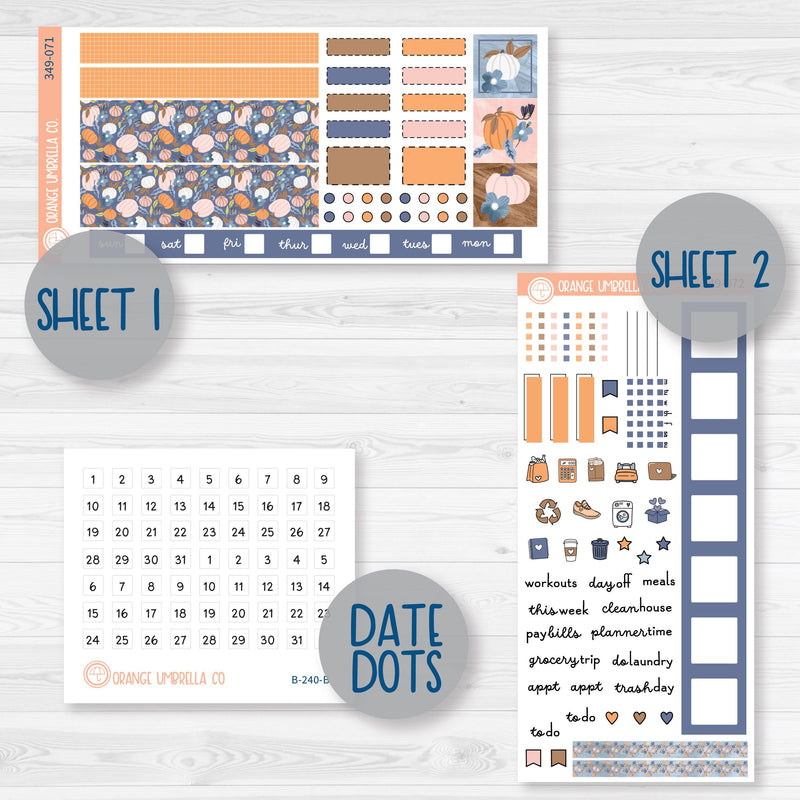 Romantic Autumn Pumpkin Kit | Hobonichi Weeks Planner Kit Stickers | Wonderfall | 349-071