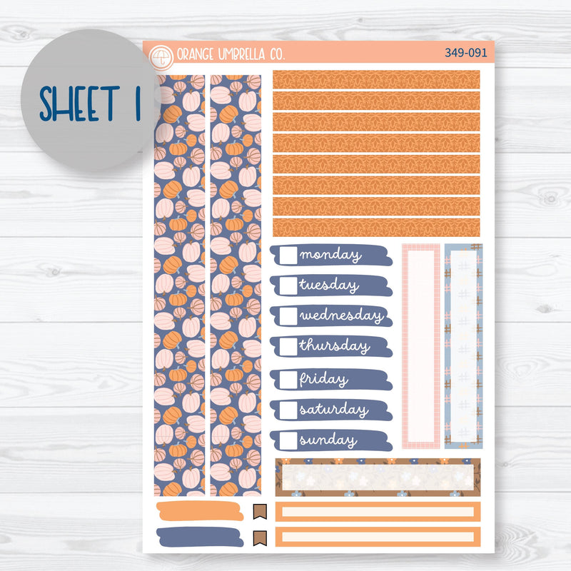 Romantic Autumn Pumpkin Kit | 7x9 Compact Vertical Planner Kit Stickers | Wonderfall | 349-091