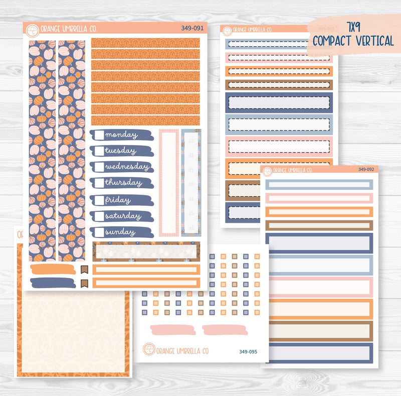 Romantic Autumn Pumpkin Kit | 7x9 Compact Vertical Planner Kit Stickers | Wonderfall | 349-091