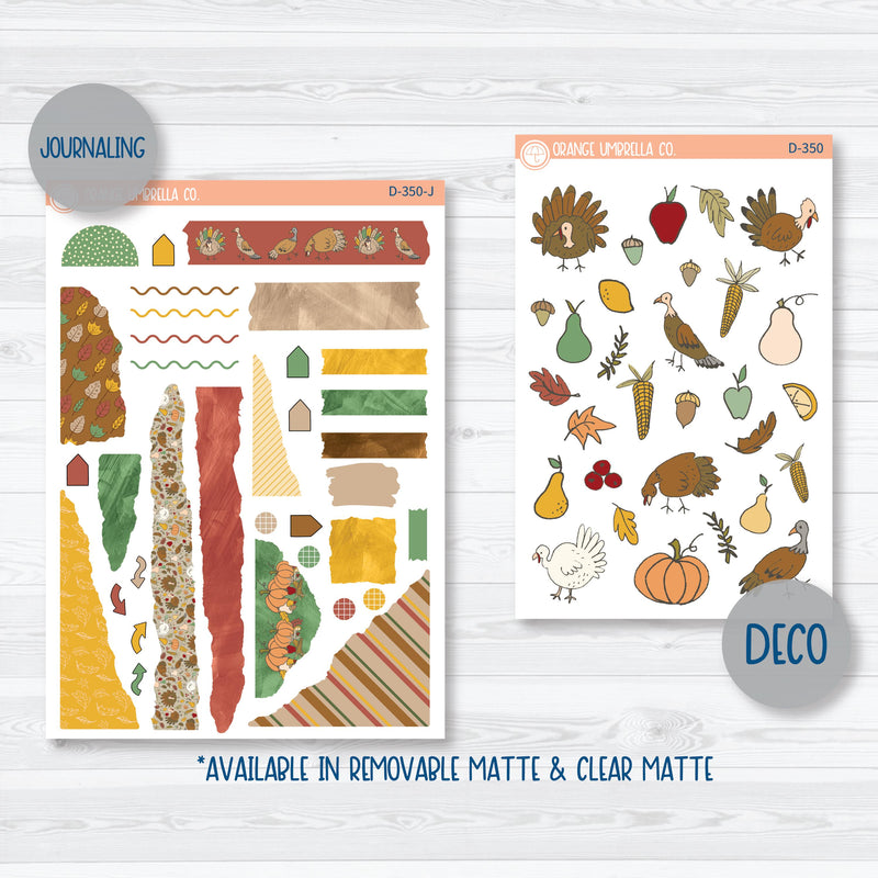 Thanksgiving Planner Kit | Deco Journaling Planner Stickers | Turkey Trot | D-350