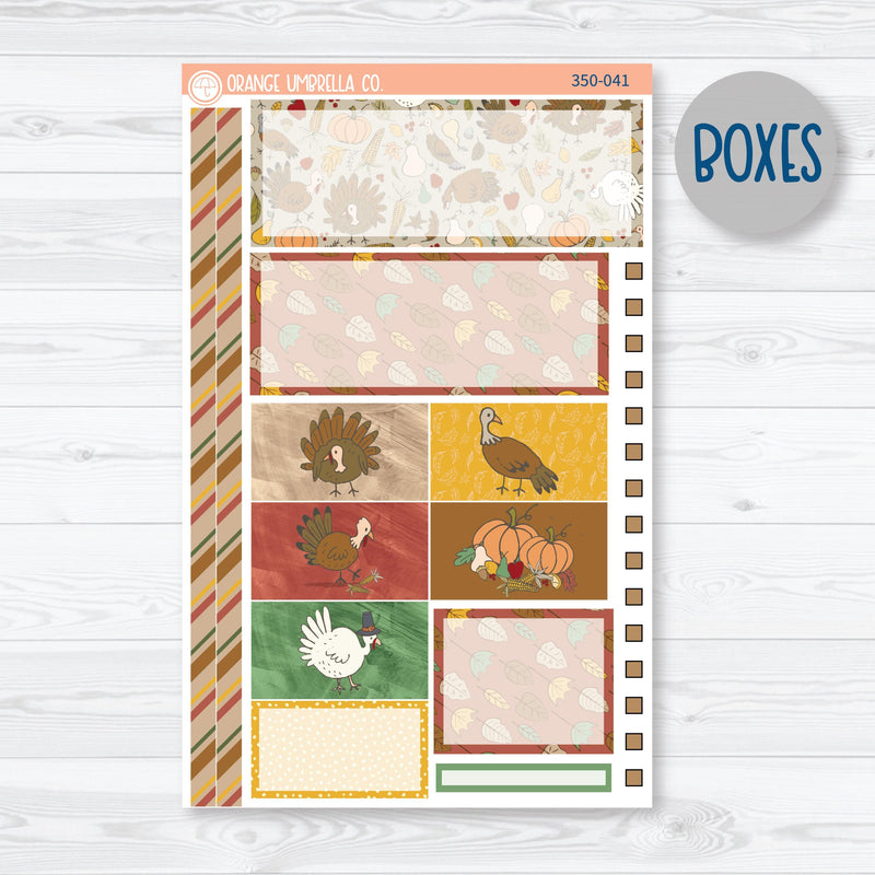 Thanksgiving Planner Kit | Plum Vertical Priorities 7x9 Planner Kit Stickers | Turkey Trot | 350-041