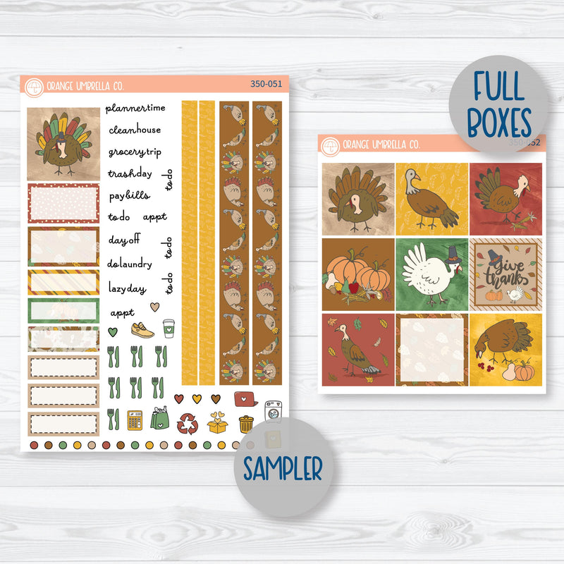 Thanksgiving Planner Kit | Hobonichi Cousin Planner Kit Stickers | Turkey Trot | 350-051