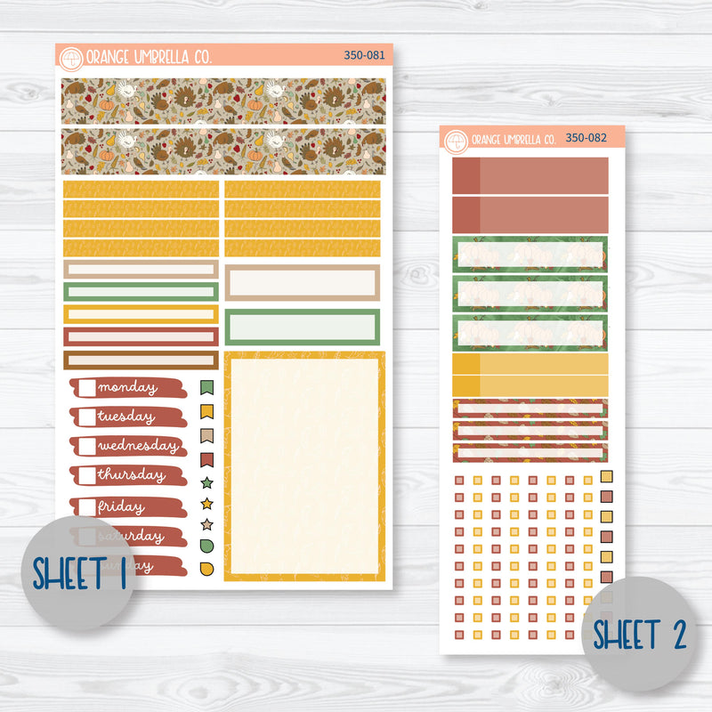 Thanksgiving Planner Kit | A5 Compact Vertical Planner Kit Stickers for Erin Condren | Turkey Trot | 350-081