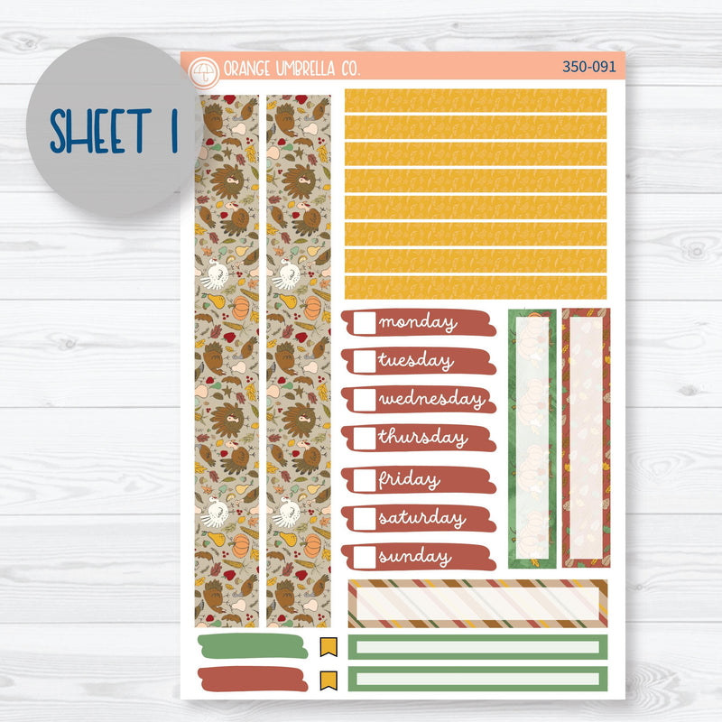 Thanksgiving Planner Kit | 7x9 Compact Vertical Planner Kit Stickers | Turkey Trot | 350-091