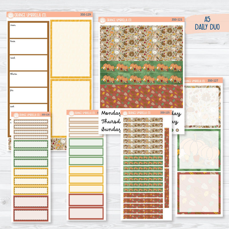 Thanksgiving Planner Kit | A5 Daily Duo Planner Kit Stickers | Turkey Trot | 350-121