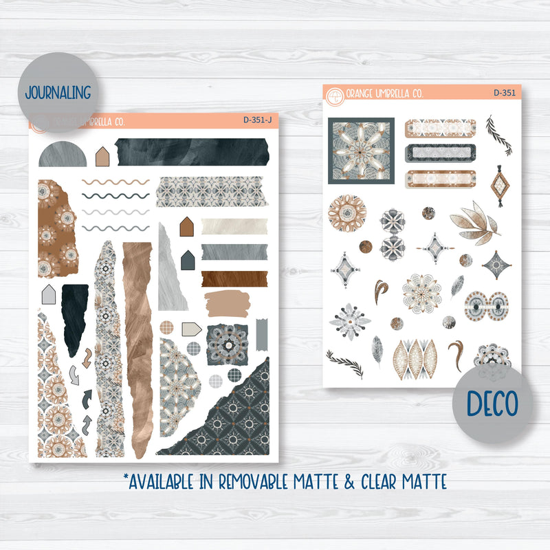 Neutral Florals And Shapes | Kit Deco Journaling Planner Stickers | Serenity | D-351