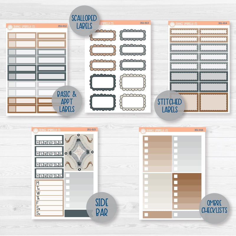 Neutral Florals And Shapes | Weekly Add-On Planner Kit Stickers | Serenity | 351-012