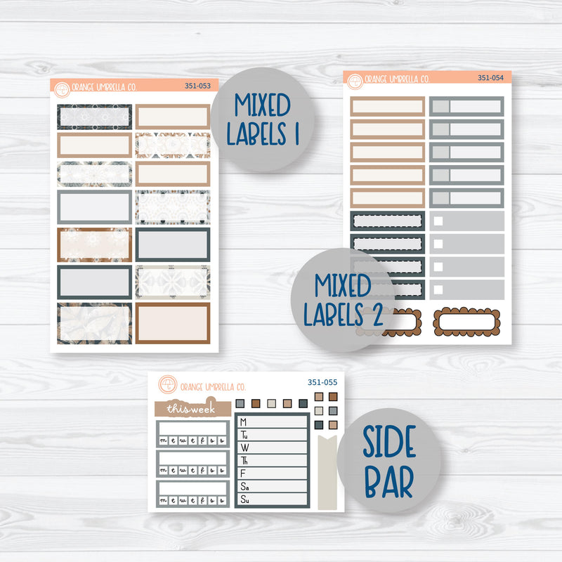 Neutral Florals And Shapes | Hobonichi Cousin Planner Kit Stickers | Serenity | 351-051