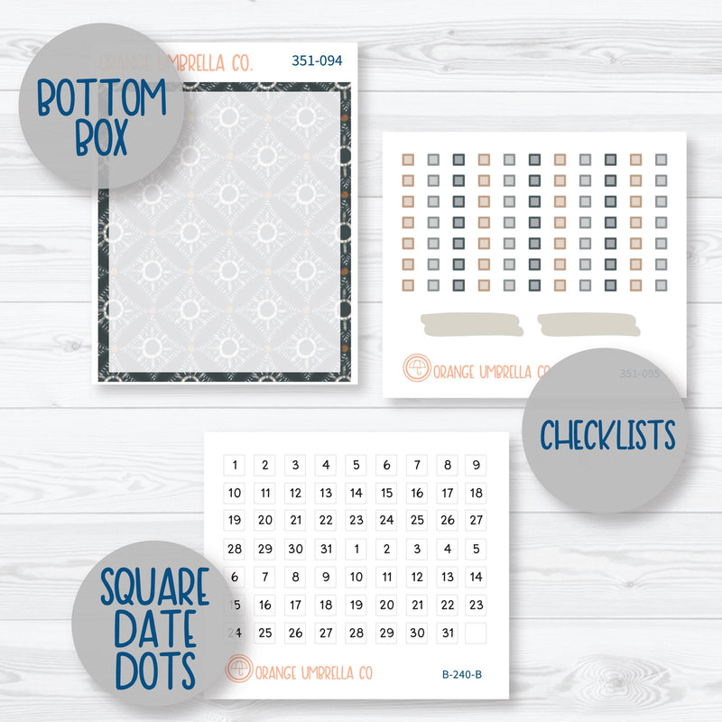 Neutral Florals And Shapes | 7x9 Compact Vertical Planner Kit Stickers | Serenity | 351-091