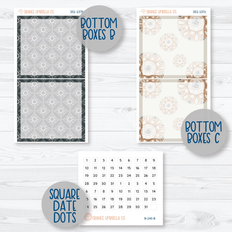 Neutral Florals And Shapes | 7x9 Daily Duo Planner Kit Stickers | Serenity | 351-131