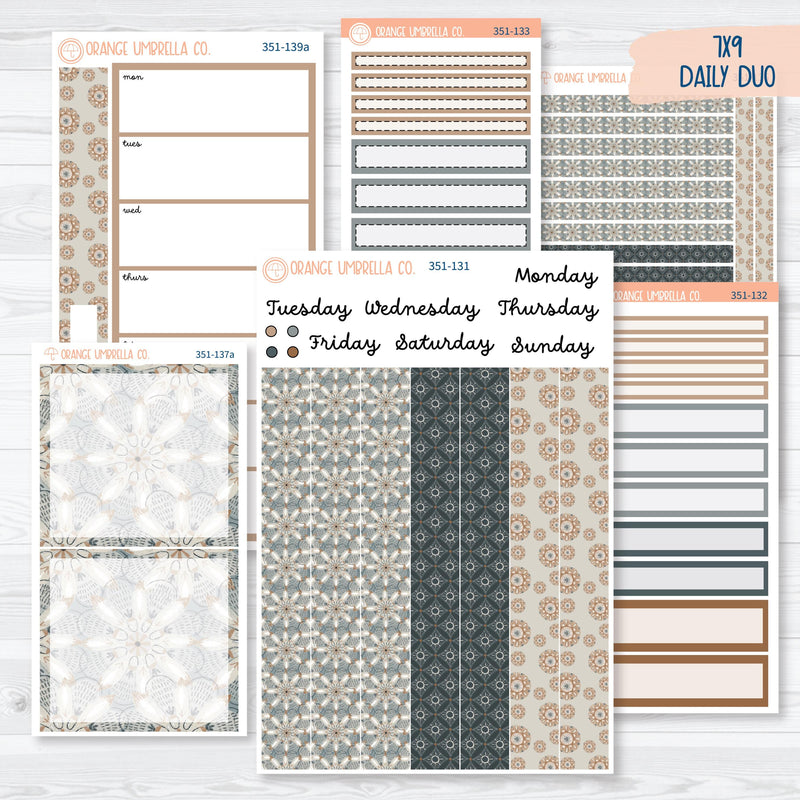 Neutral Florals And Shapes | 7x9 Daily Duo Planner Kit Stickers | Serenity | 351-131