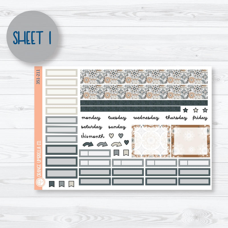 Neutral Florals And Shapes | A5 Plum Monthly Planner Kit Stickers | Serenity | 351-211