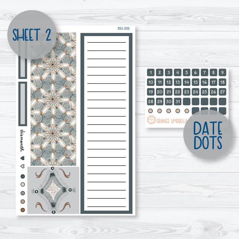 Neutral Florals And Shapes | 8.5x11 Plum Monthly Planner Kit Stickers | Serenity | 351-231