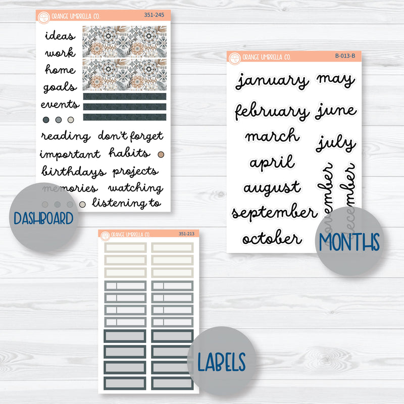 Neutral Florals And Shapes | A5 EC Monthly & Dashboard Planner Kit Stickers | Serenity | 351-241